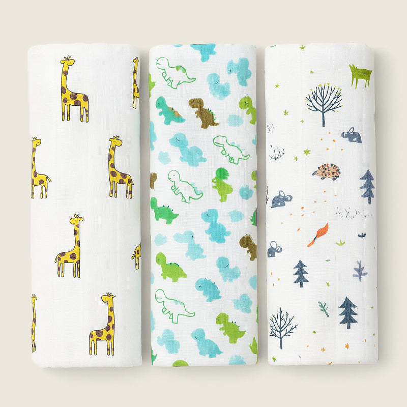 Lille Barn Pack of 3 Bamboo Muslin Swaddles – Ultra Soft, Breathable & Gentle Baby Wraps