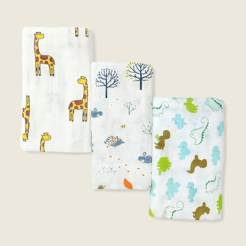 Lille Barn Pack of 3 Bamboo Muslin Swaddles – Ultra Soft, Breathable & Gentle Baby Wraps