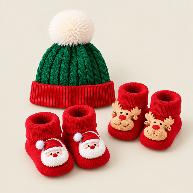 The Christmas Trio- Pack of 2 socks & Beanie