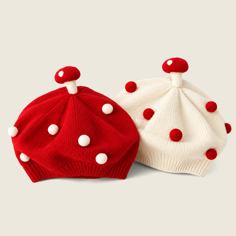 Merry Berets Set – Cherry & Snowflake, Pack of 2