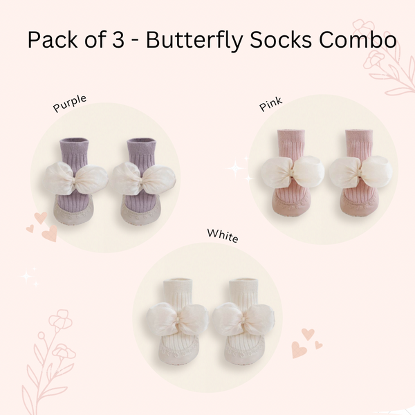 Pack of 3- Butterfly Baby Socks