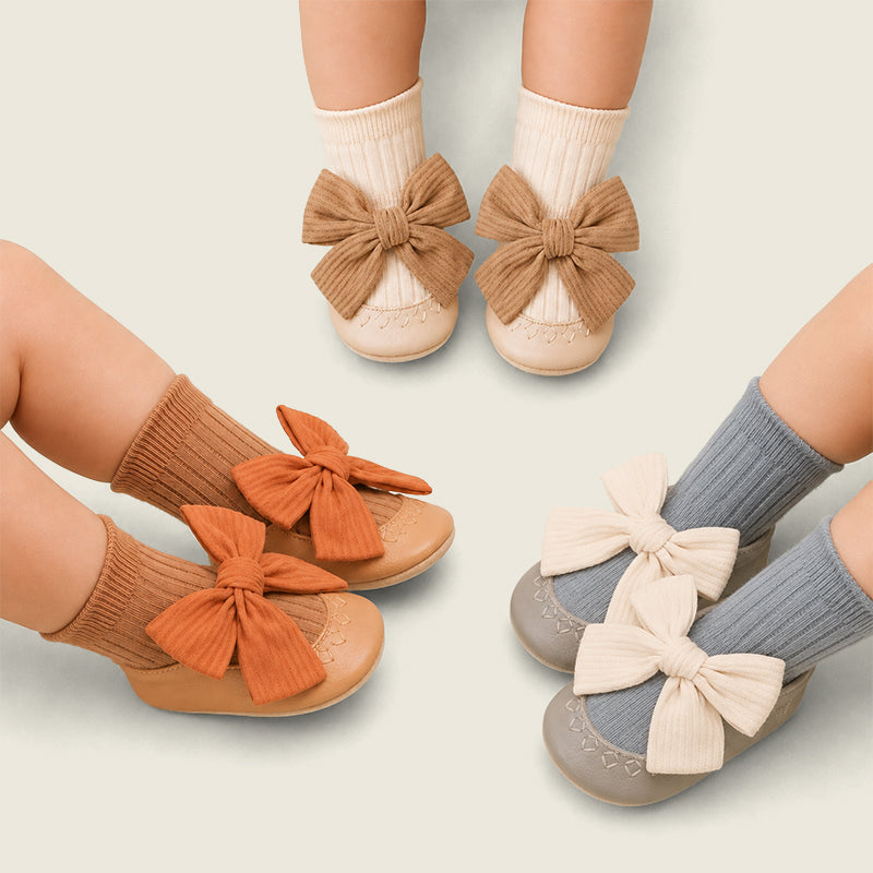 Pack of 3- Bow Baby Booties