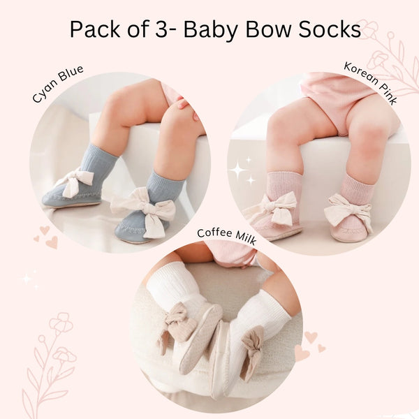 Pack of 3- Bow Baby Bow Socks